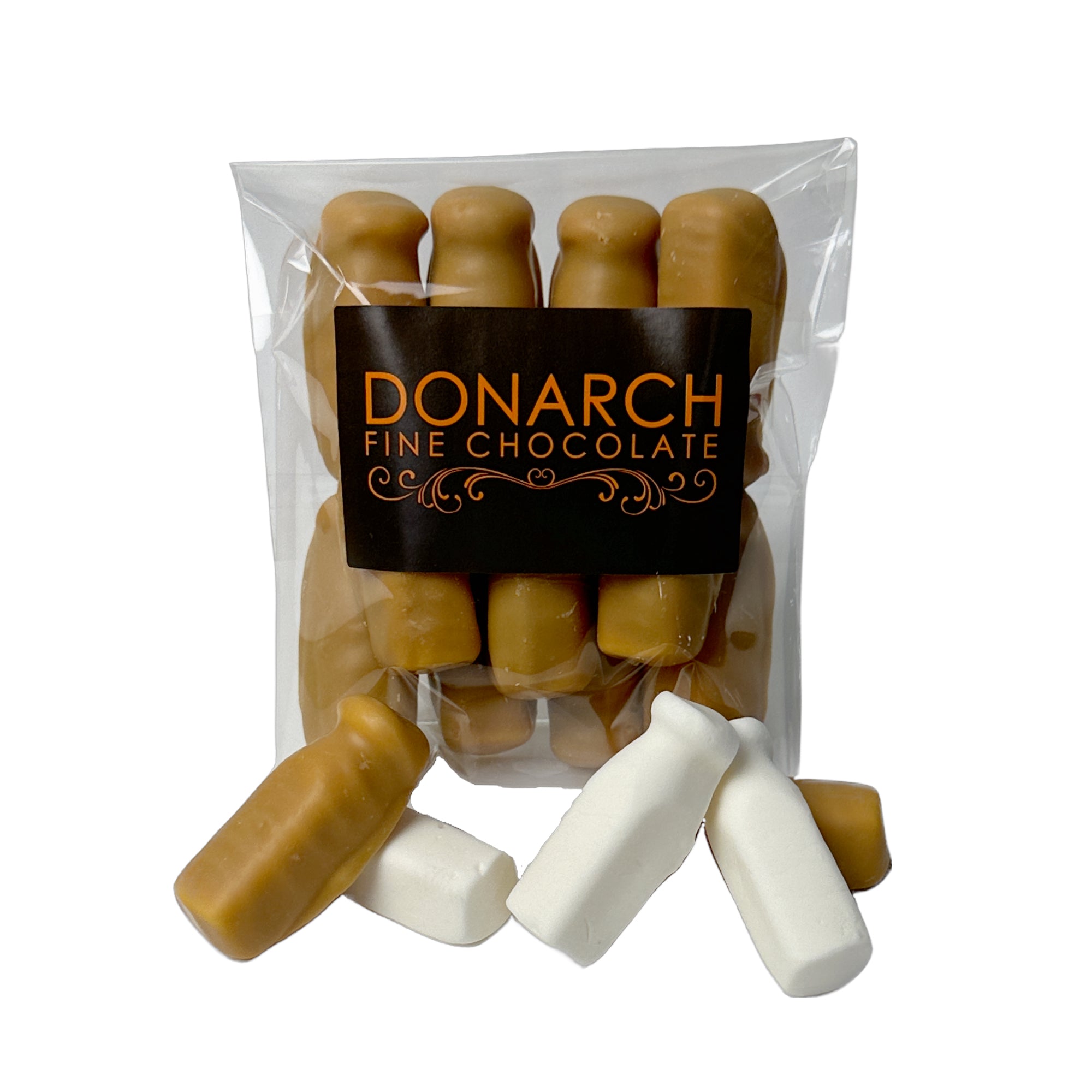 Milk Bottles Choc Coated - White Caramel